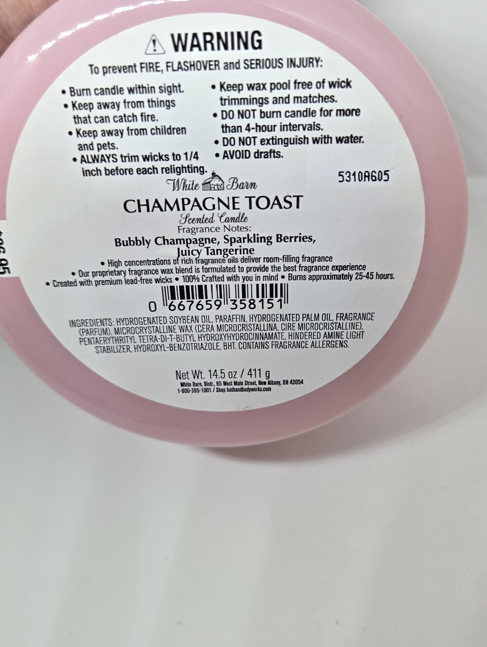 Bath & Body Works CHAMPAGNE TOAST Candle 3-Wick 14.5oz White Barn Scented Large - Picture 3 of 3